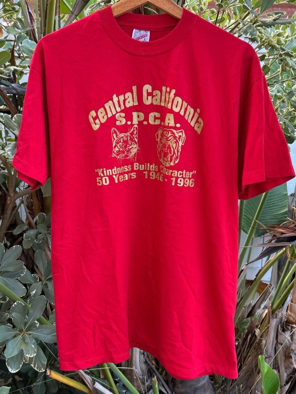 Vintage 1996 Central California SPCA 50th Anniversary T Shirt Men’s L Red USA